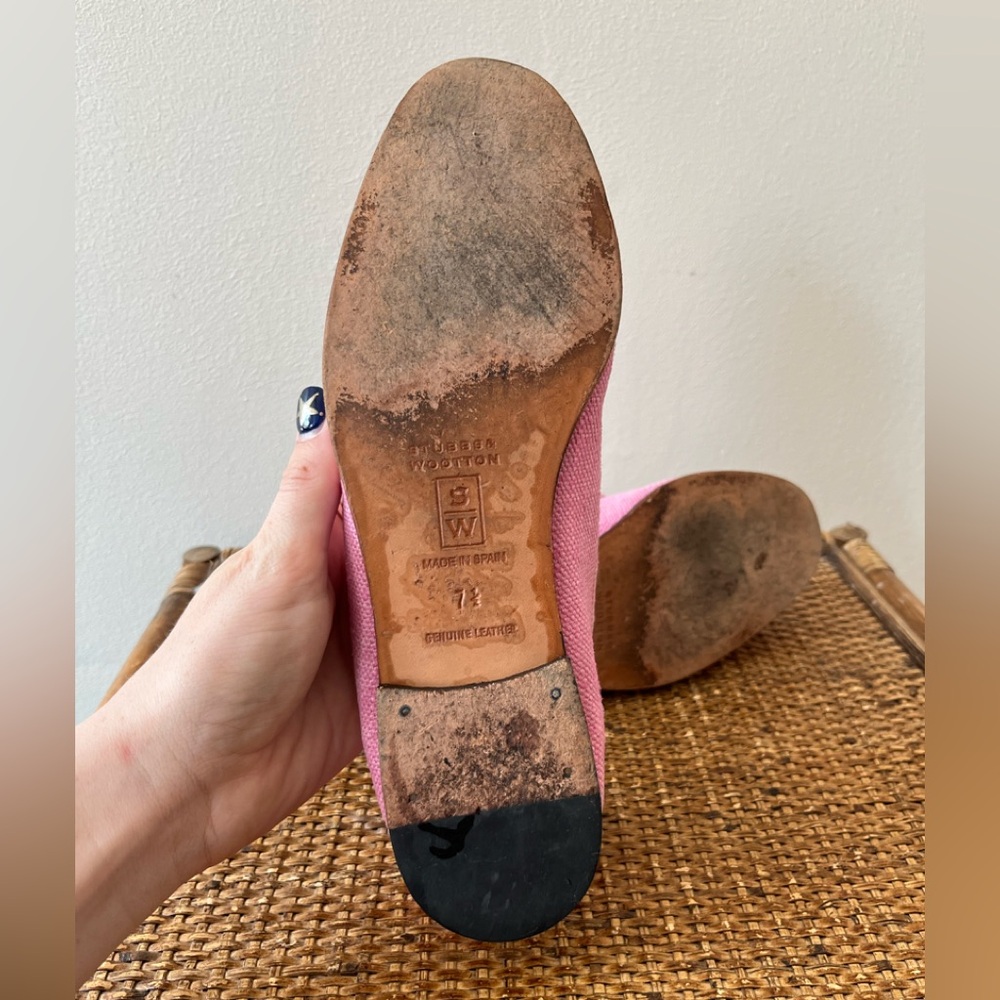 Stubbs & Wootton Pink Embroidered Floral Canvas Loafers - Picture 6 of 7